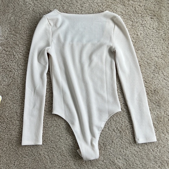 A New Day Cream Ribbed Square Neck Bodysuit - XS - Picture 2 of 4
